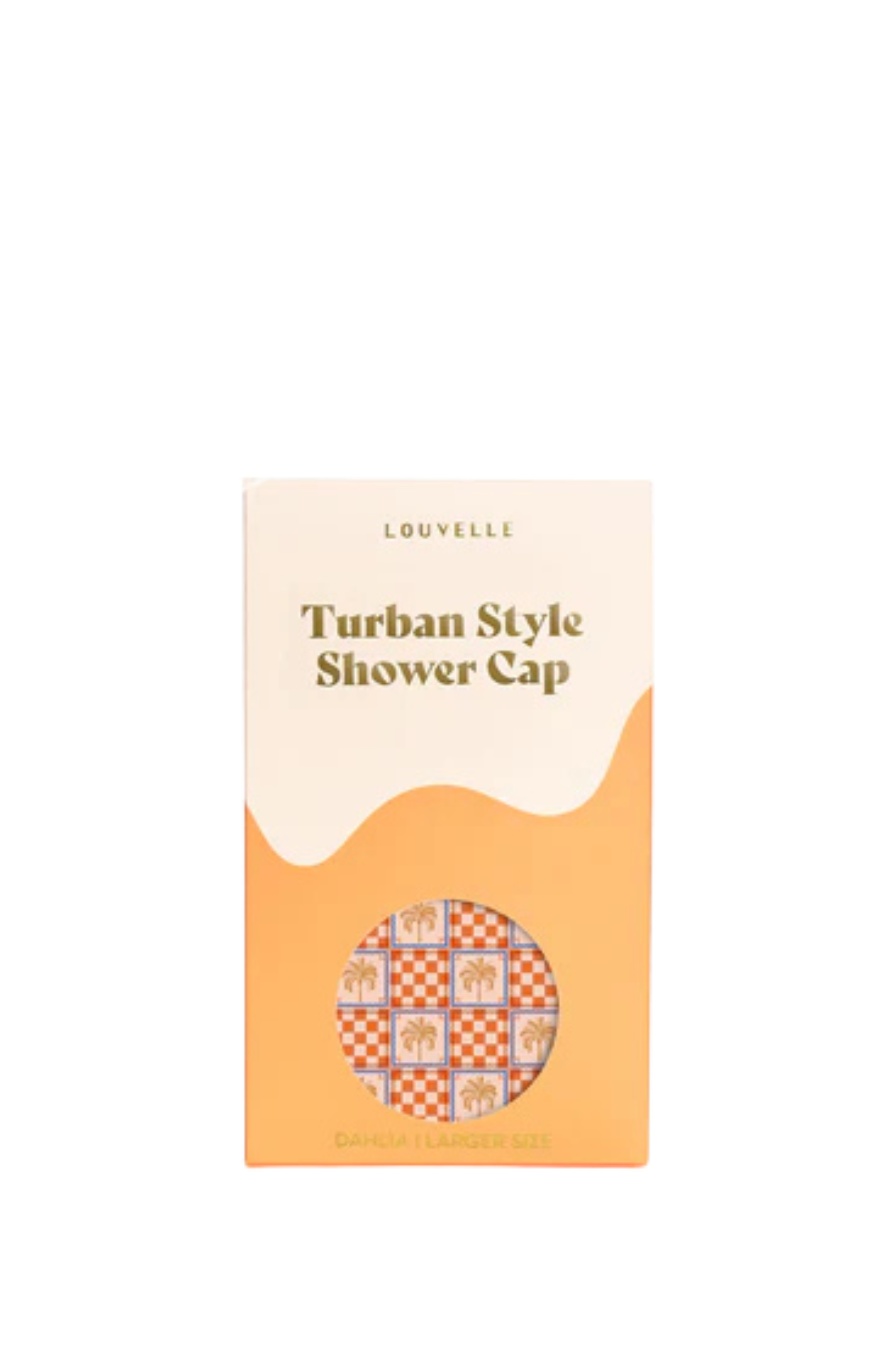 Dahlia shower cap in Orange Palm Check