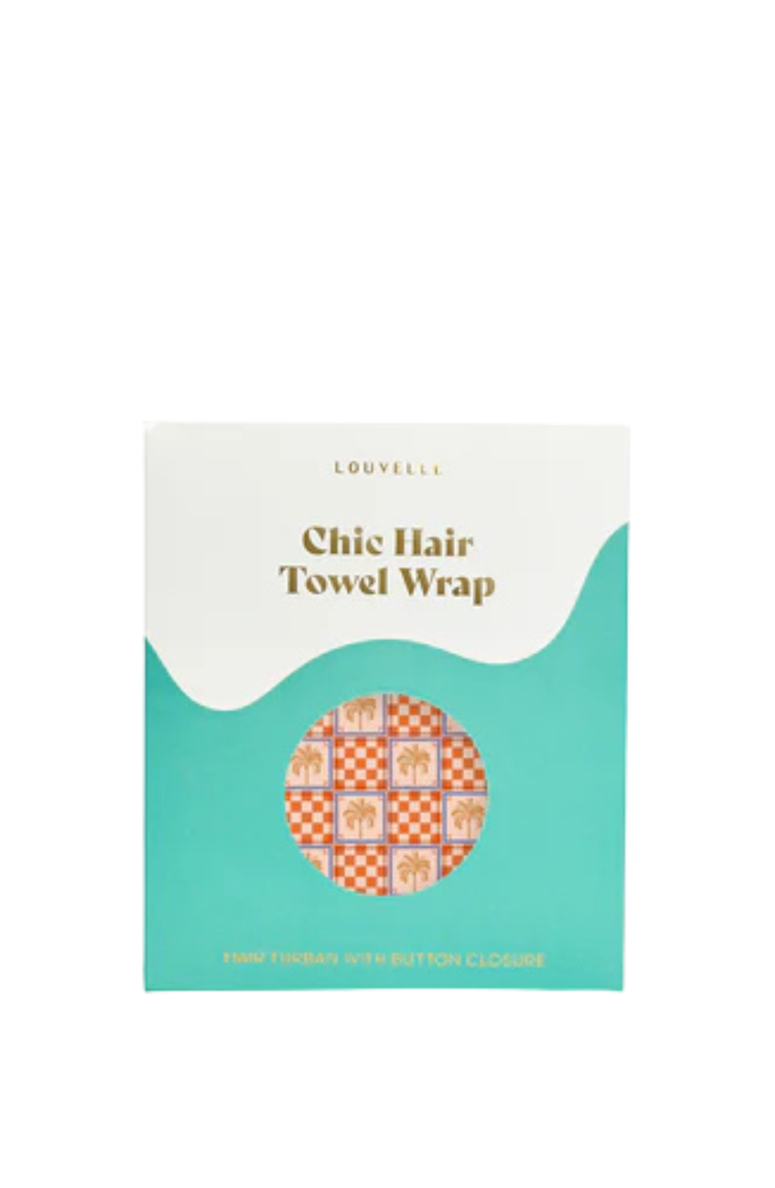 RIVA Hair Towel Wrap in Orange Palm Check
